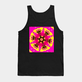 Psychedelic ornament kaleidoscope. Bright yellow neon forms. Tank Top